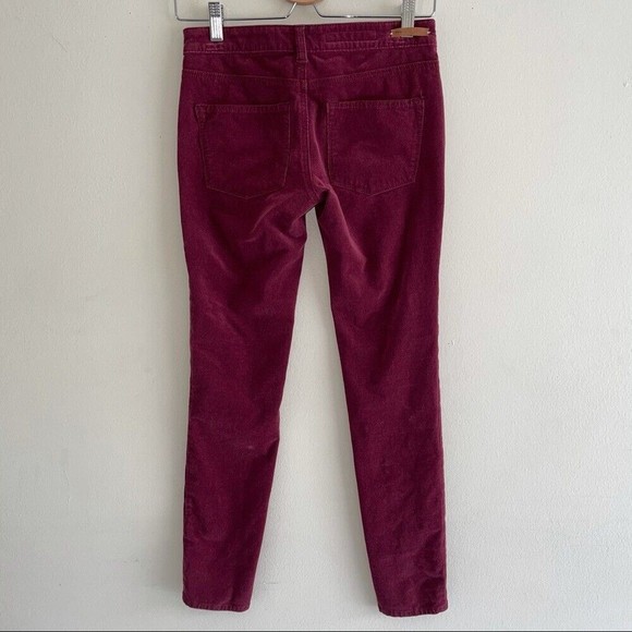 Anthropologie Pilcro Corduroy Skinny Pants Mid Rise Stretch Burgundy Red Size 25 - Picture 4 of 8